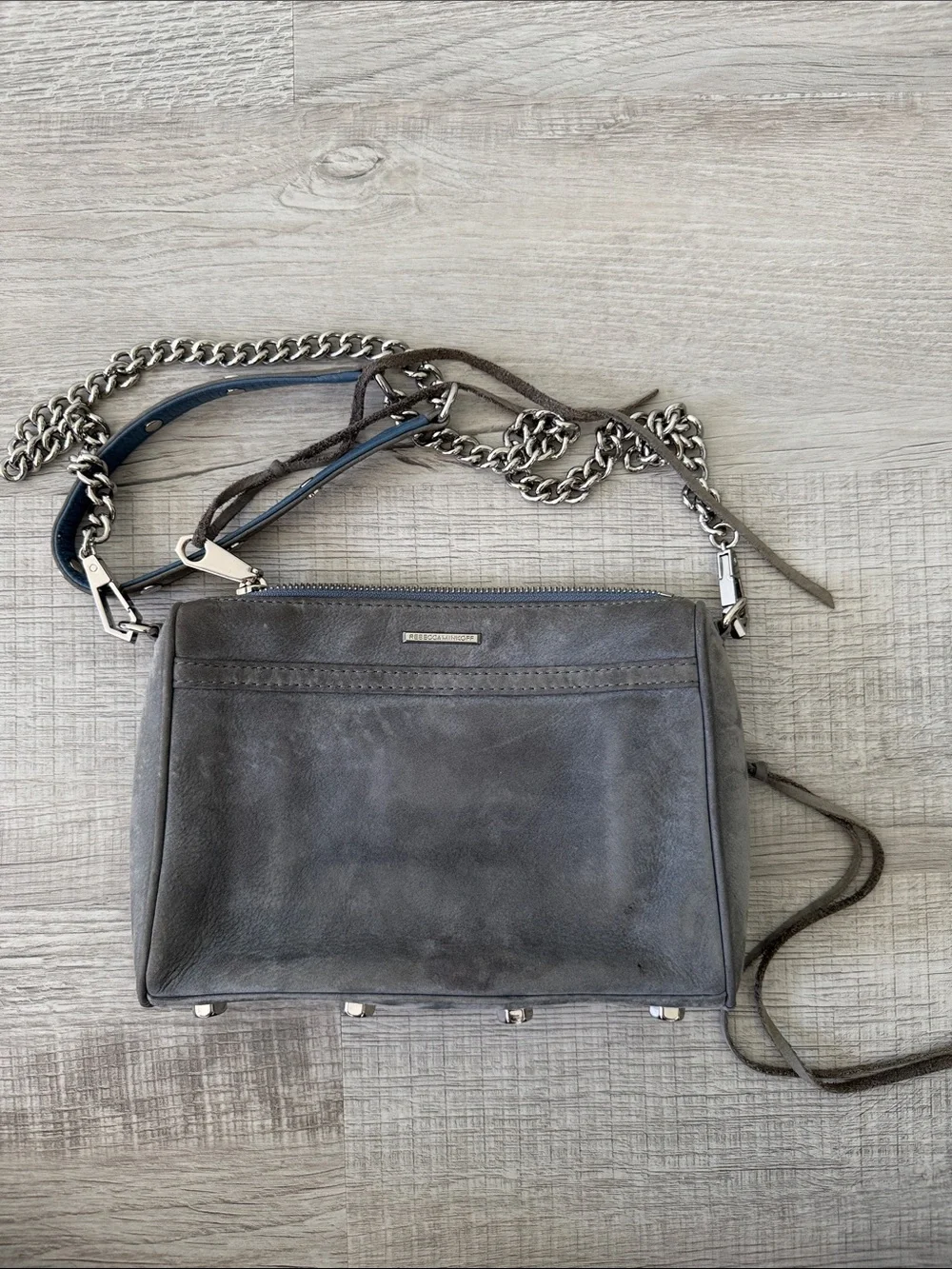Rebecca Minkoff Mini MAC Gray Suede Mini Crossbody with Chain